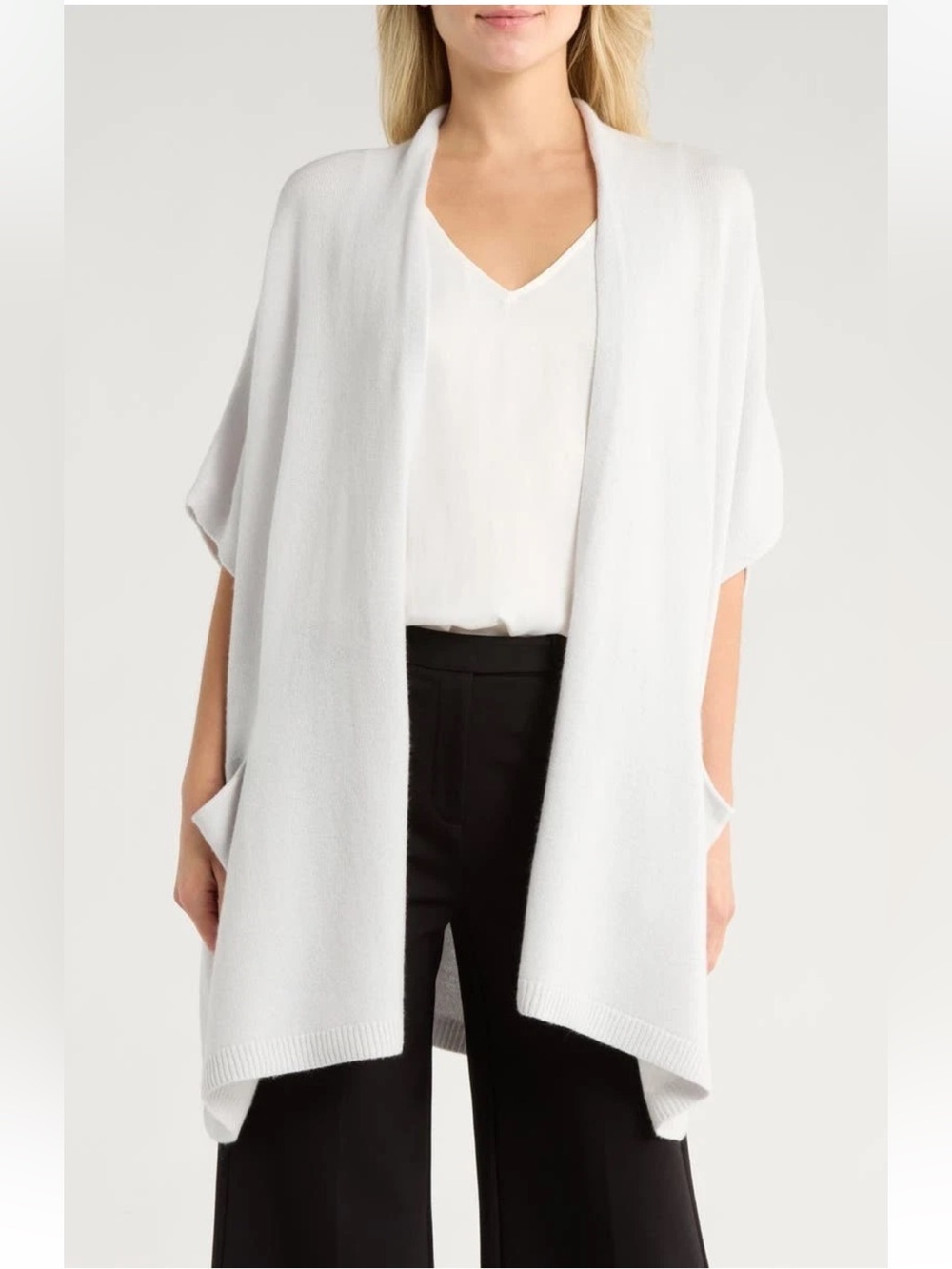 Theory Cashmere Wool Cozy Poncho Sweater Cardigan Size S/P M/L Whisper